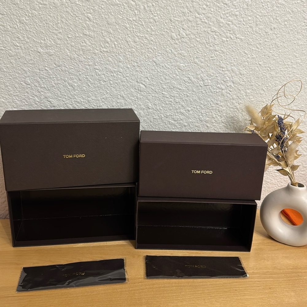 2 Tom ford sunglasses box (large and smaller) with eye glass lens cleaners